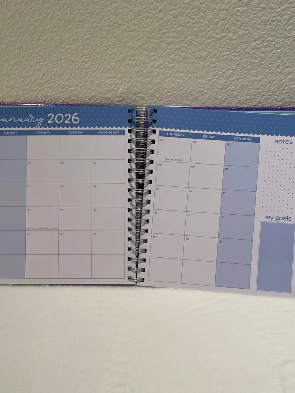 Glittery Weekly/12 Month Spiral Planner - JAN to DEC 2026. NWT.